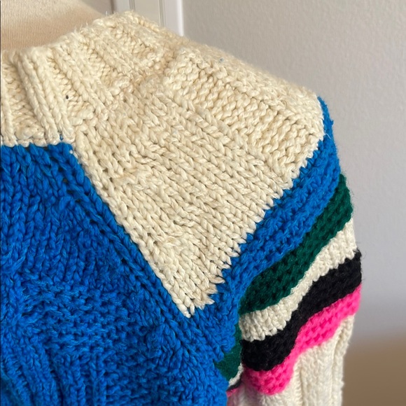 MOTHER Itsy Bitsy Intarsia Raglan Colorful Patchwork Crew Neck Sweater - Picture 7 of 11